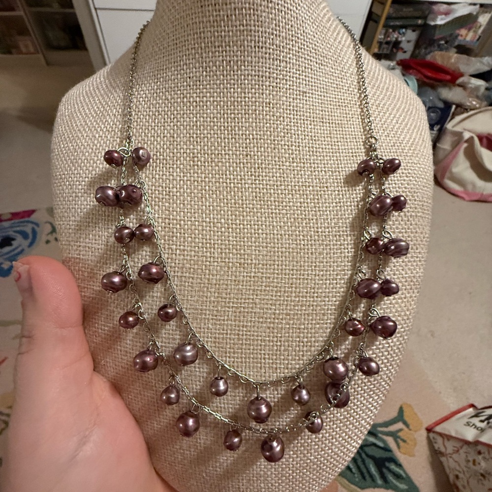 Elegant Purple Pearl Necklace